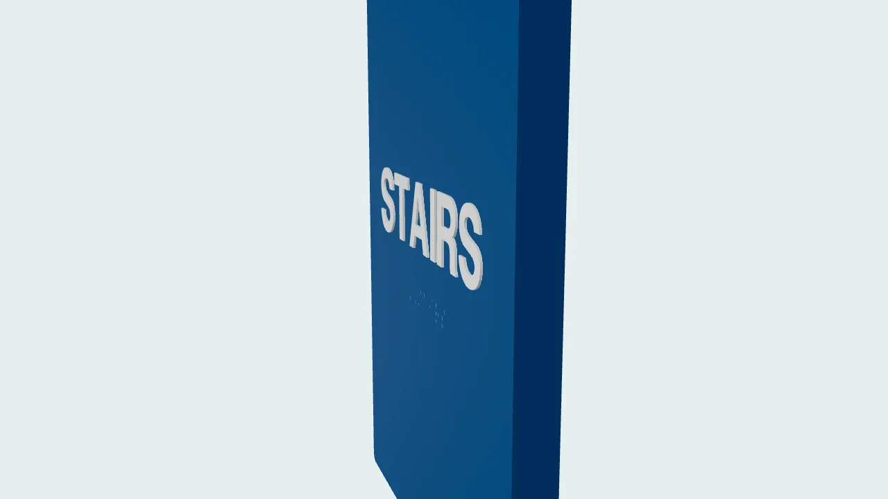 Preview model of a exit and stair sign, shown beside the studio photograph.